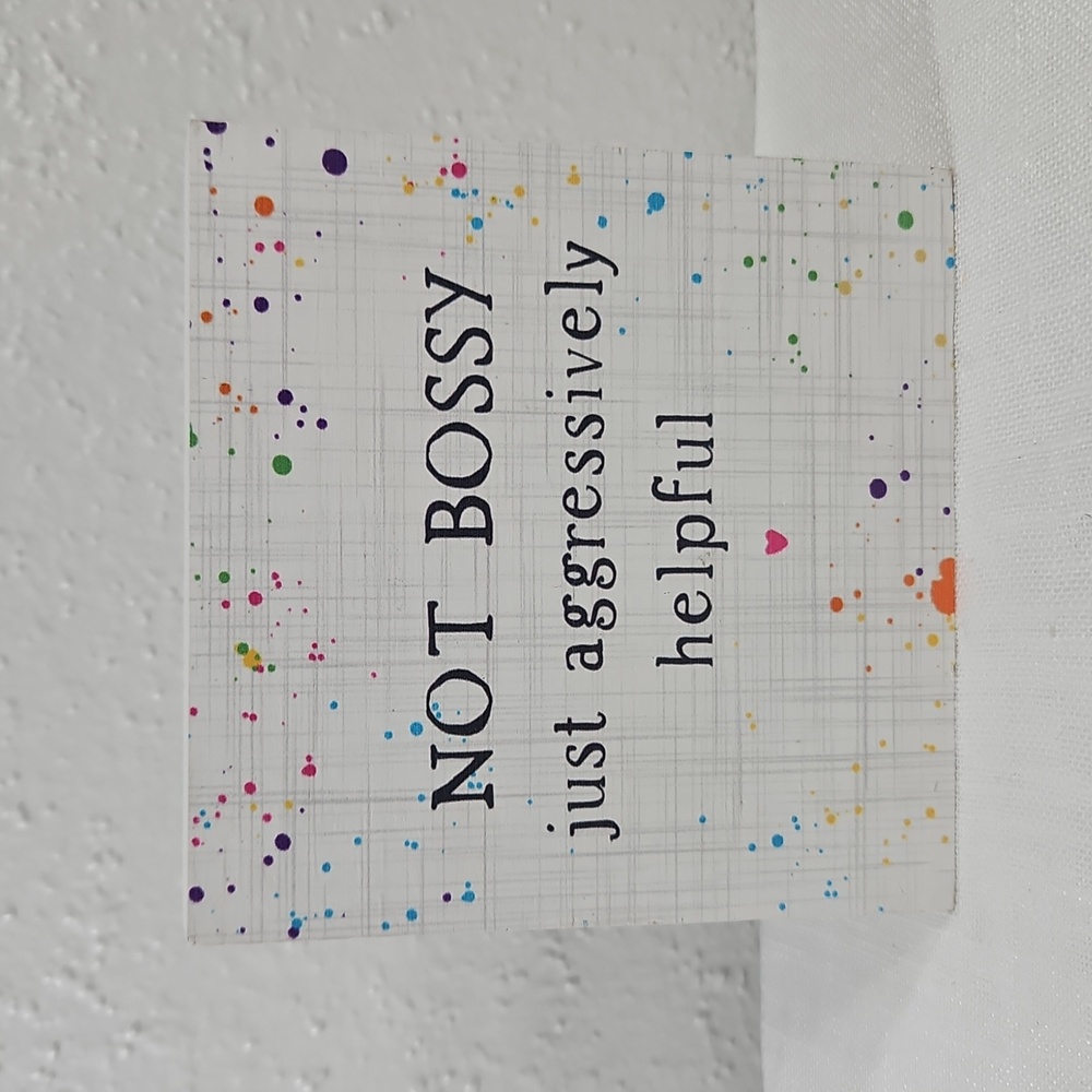Sincere Surroundings Not Bossy just aggressively helpful mini Wood Sign